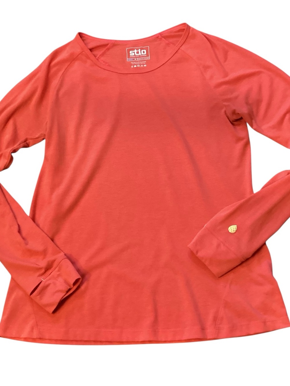 Stio Long Sleeve Performance Tee Medium Coral Orange Outdoor Activewear - Picture 2 of 9